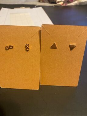 Fashion Jewelry Gold Infinity and Triangle Stud Earring Set